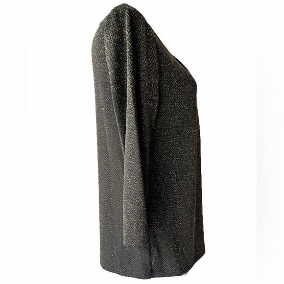 NWT Kasper Metallic Shimmer Black & Gold Petite Twist Neck Knit Top Size Med PM - Picture 5 of 15